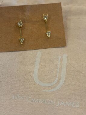 Uncommon James Gold Arrow Drop Crystal Stud Earrings - Women Jewelry